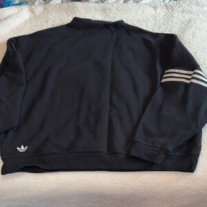 Adidas Women's Black Sweatshirt with White Stripes